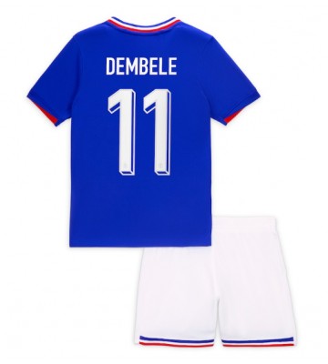 Francia Ousmane Dembele #11 Primera Equipación Niños Eurocopa 2024 Manga Corta (+ Pantalones cortos)